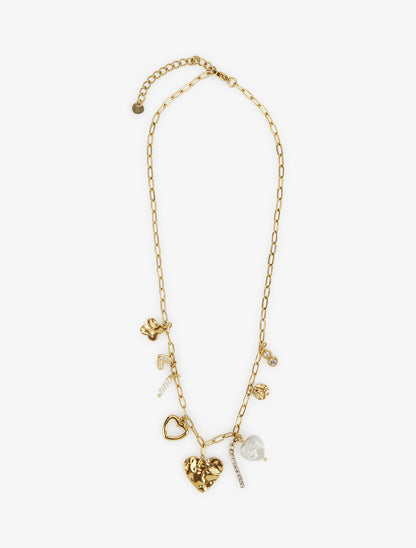 Collier à charms coeurs et strass - Or - 2