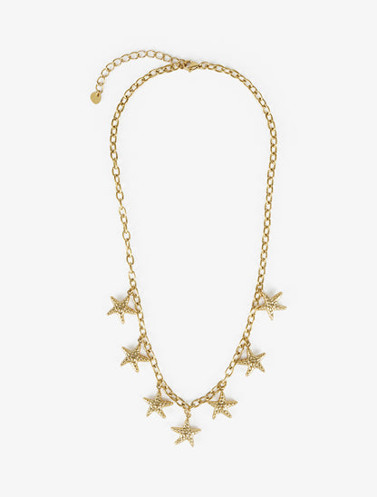 Collier étoiles de mer en maille forçat - Or - 2