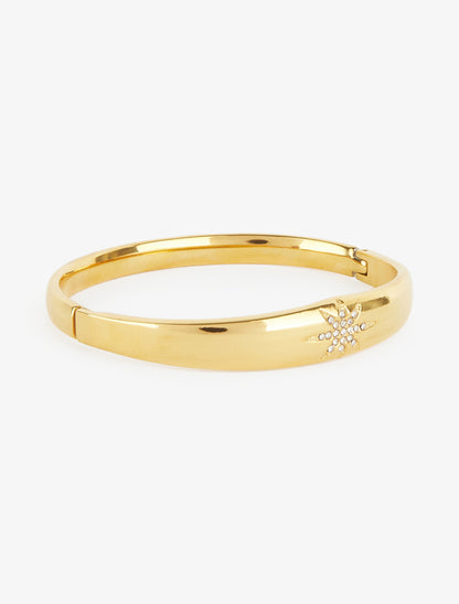 Jonc étoile orné de zircons blancs - Or - 2