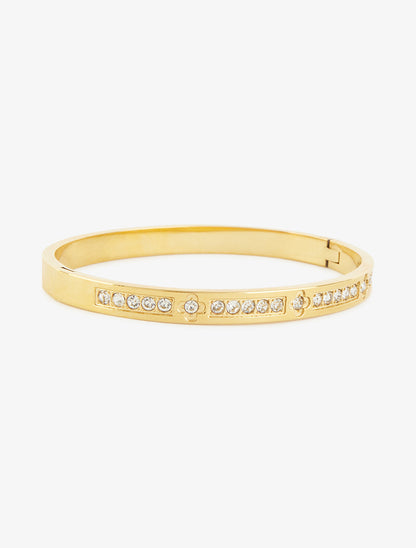 Bracelet jonc orné de zircons blancs - Or - 2