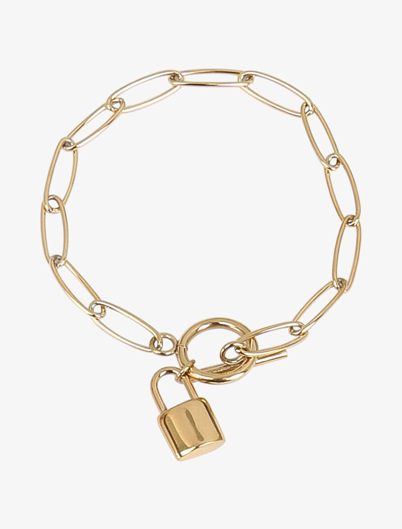 Gourmette à détail cadenas - Or - 3