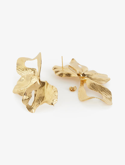 Boucles pendantes motif végétal - Or - 3