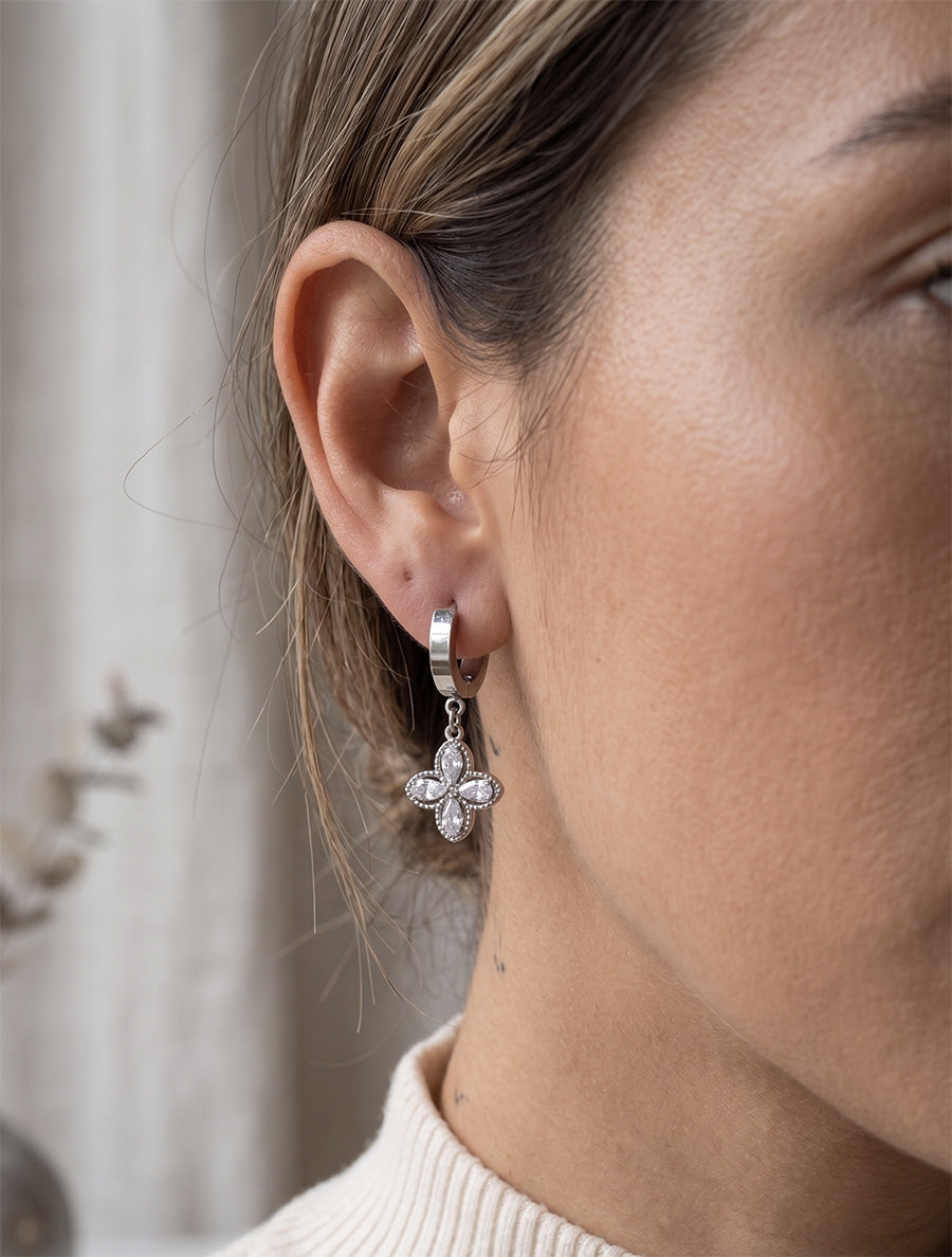 Mini-créoles à charm trèfle - Argent - 1