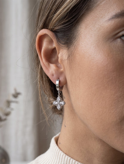 Mini-créoles à charm trèfle - Argent - 1