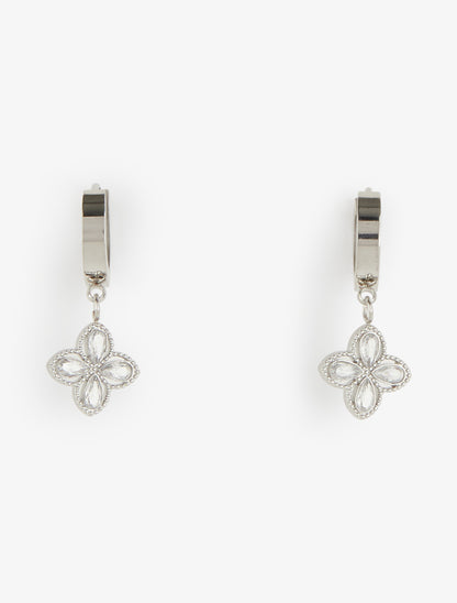 Mini-créoles à charm trèfle - Argent - 2
