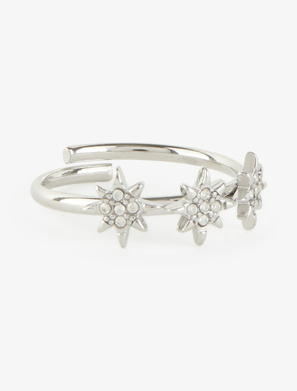 Bague Taille ajustable à étoiles strassées - Argent - 2