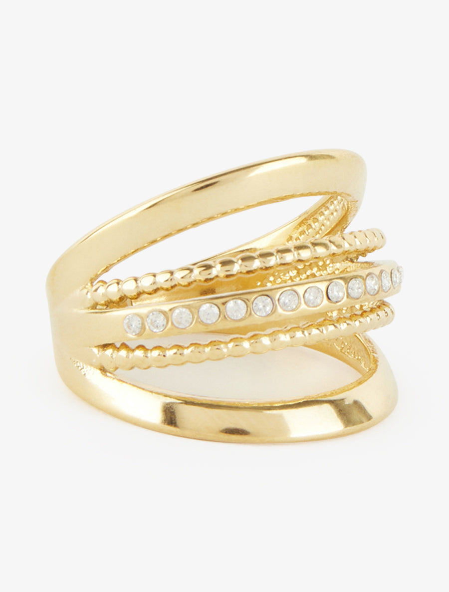 Bague multi-rangs à strass - Or - 2