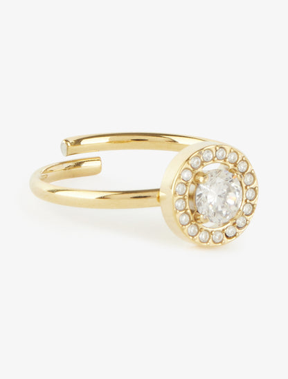 Bague style solitaire rond en zircon - Or - 2
