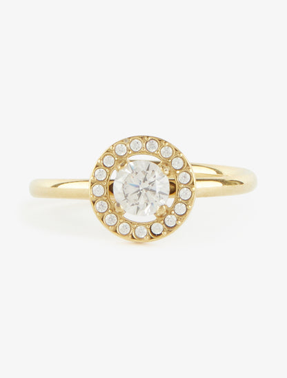 Bague style solitaire rond en zircon - Or - 3