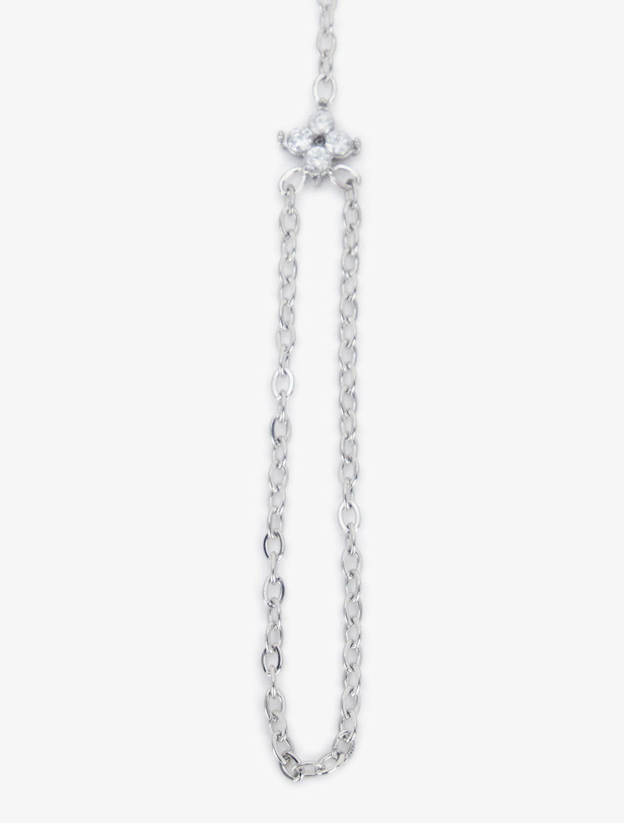 Bracelet chaîne de main à zircons blancs - Argent - 3