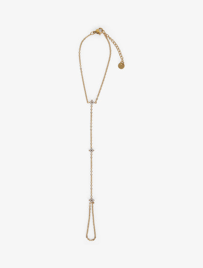 Bracelet chaîne de main à zircons blancs - Or - 2