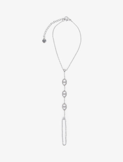 Chaîne de main à un zircon blanc et mailles marins - Argent - 2