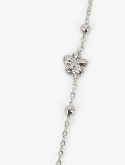 Collier en Y à bille et fleurs - Argent - 3