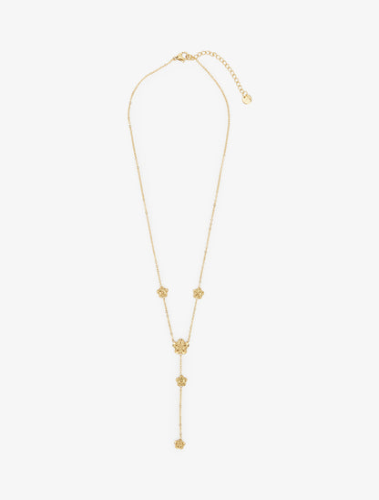 Collier fin en Y à fleurs - Or - 2