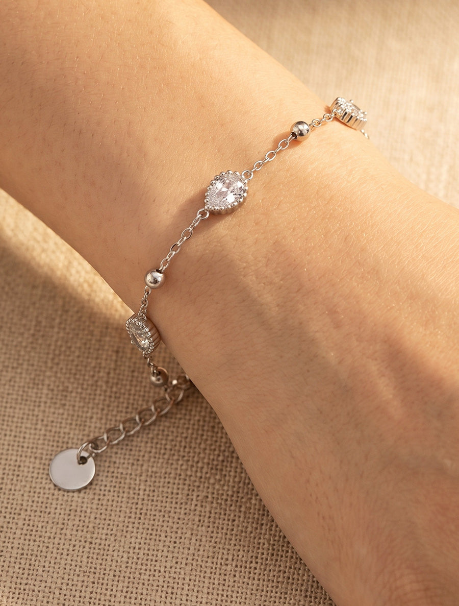 Bracelet gouttes ornées de zircons - Argent - 1