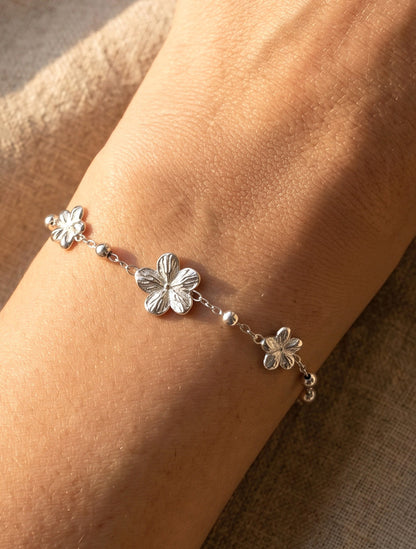Bracelet trois fleurs - Argent - 1