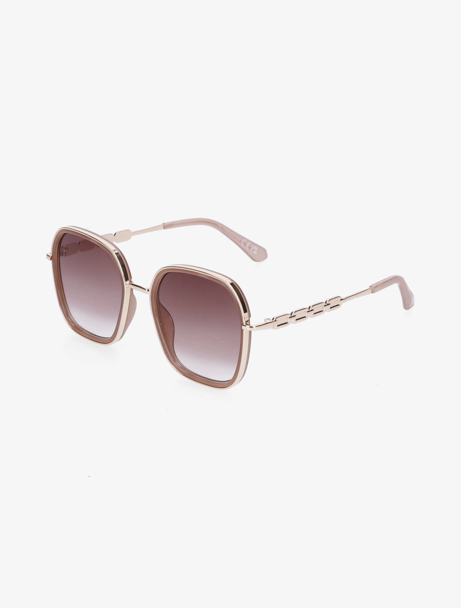 Lunettes de soleil carrées stylisées - Marron clair - 1