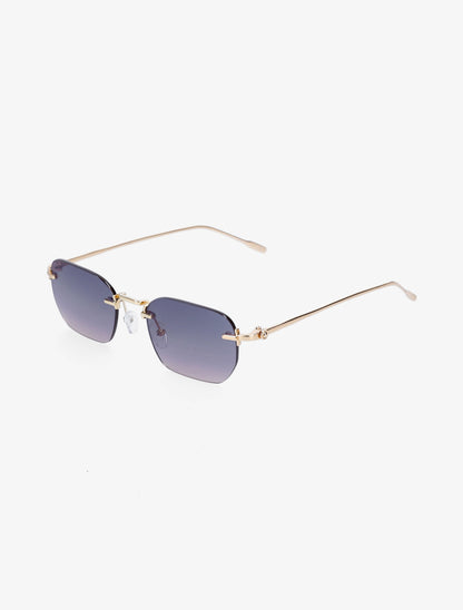 Lunettes de soleil rectangulaires sans monture - Bleu - 1