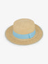 Chapeau en raphia style canotier - Bleu ciel - 1