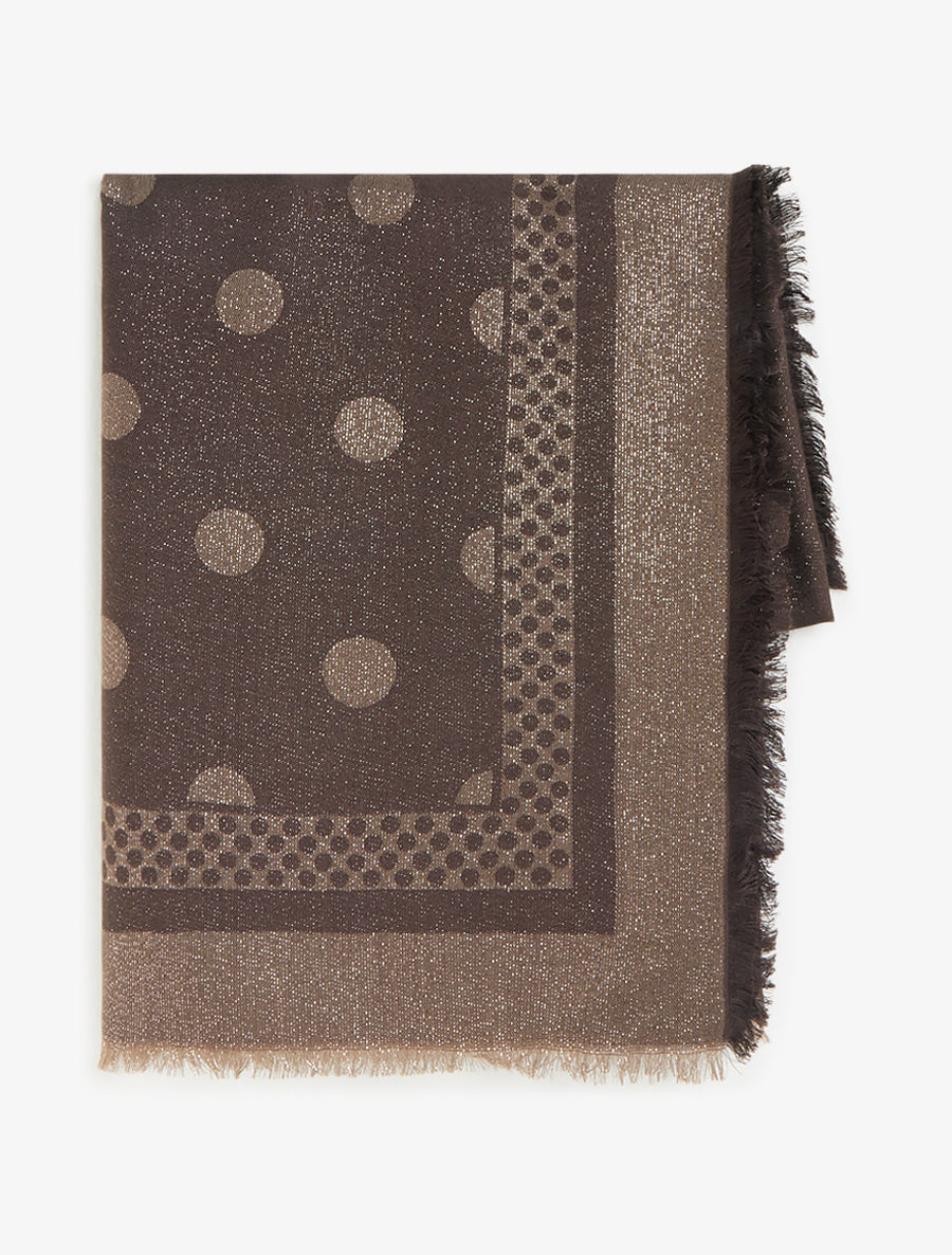 Echarpe carrée irisée à motif pois - Marron - 2