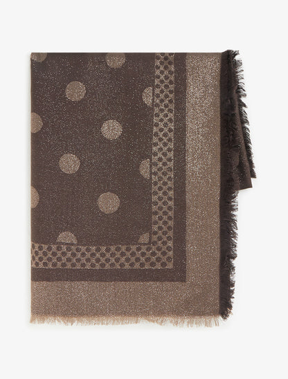 Echarpe carrée irisée à motif pois - Marron - 2