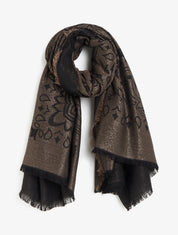 Foulard rectangulaire irisée à motif cachemire - Noir - 1