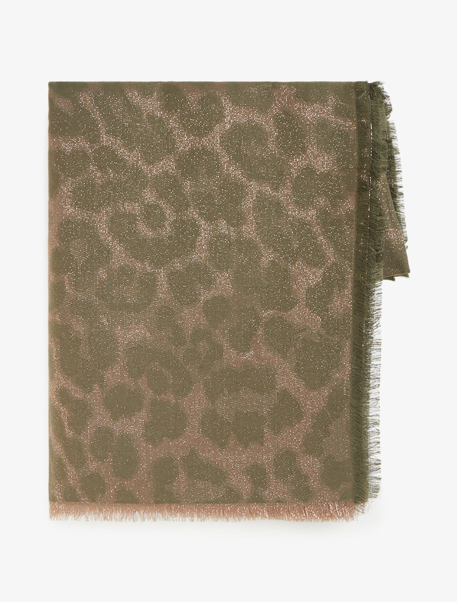 Echarpe carrée à motif léopard irisé - Kaki - 2
