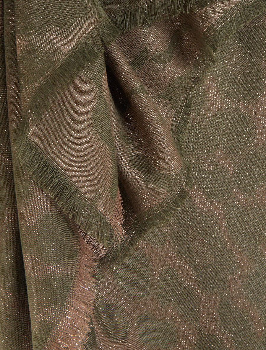Echarpe carrée à motif léopard irisé - Kaki - 3