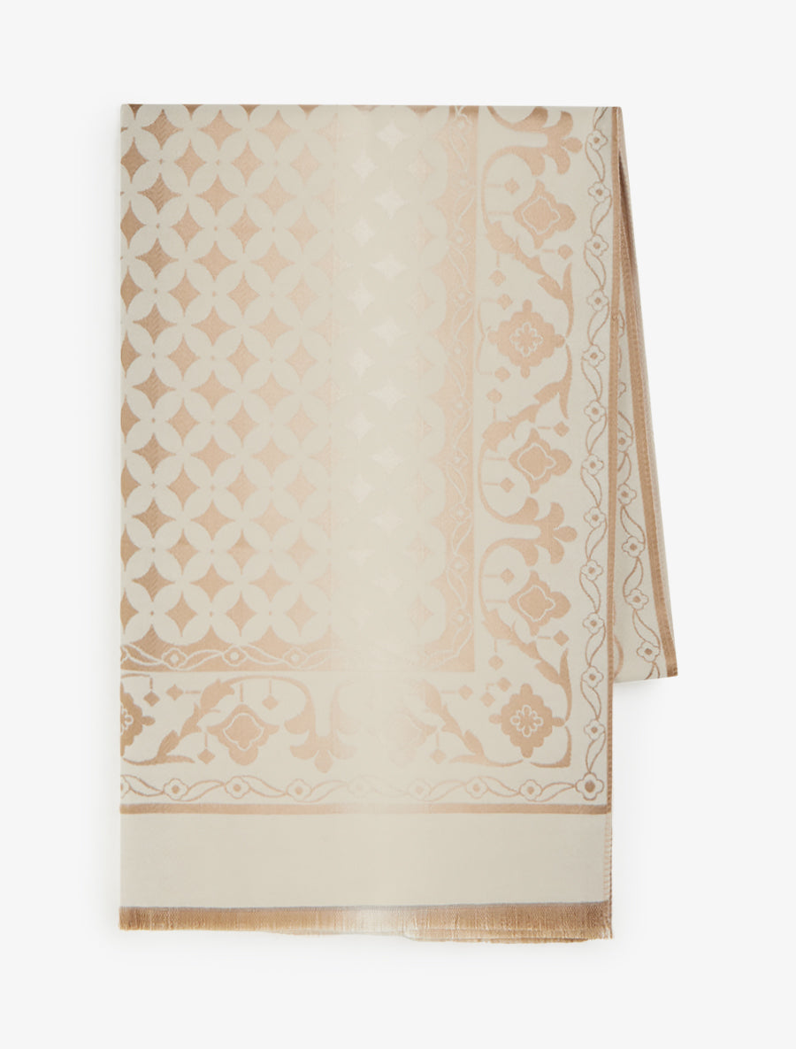 Echarpe satinée à motif graphique - Beige - 2