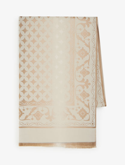 Echarpe satinée à motif graphique - Beige - 2