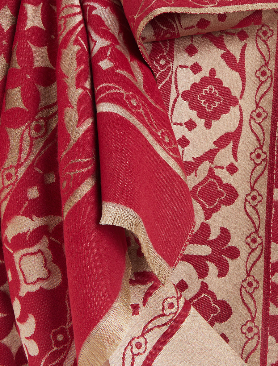 Echarpe satinée à motif graphique - Rouge - 3