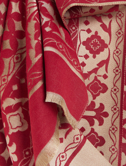 Echarpe satinée à motif graphique - Rouge - 3