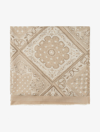 Echarpe imprimé bandana en coton mélangé - Beige - 2