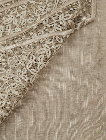 Foulard à empiècement dentelle - Taupe - 3