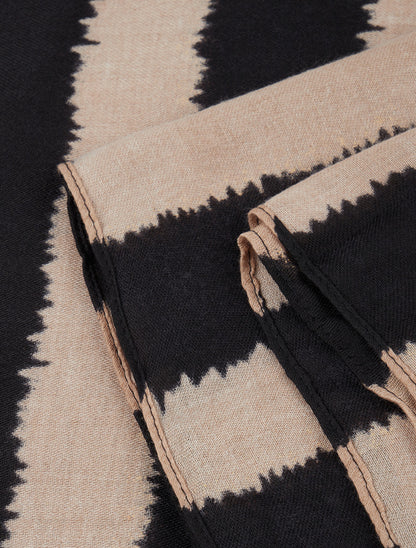 Echarpe en coton mélangé à imprimé rayures avec des touches irisées - Noir - 3