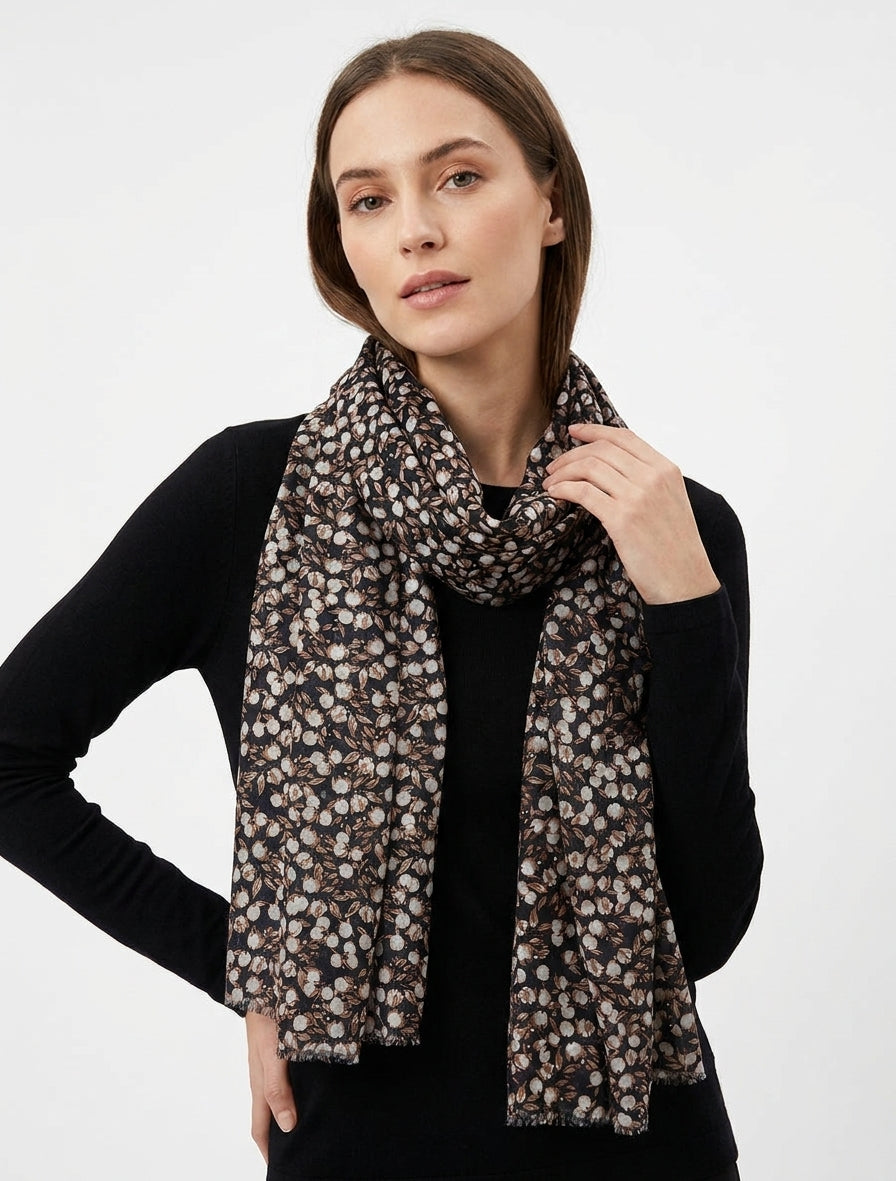 Pañuelo con estampado de bayas irisadas - Negro