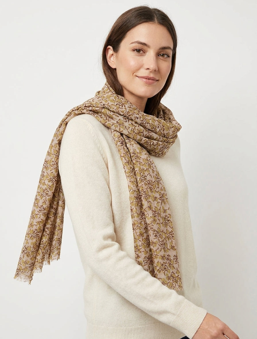 Pañuelo con estampado de bayas irisadas - Mostaza