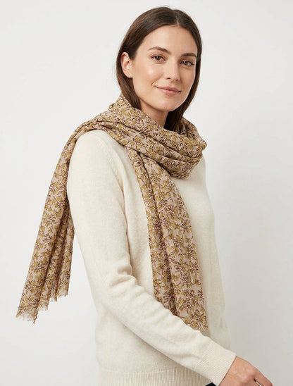 Pañuelo con estampado de bayas irisadas - Mostaza