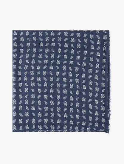 Echarpe à imprimé cachemire et bords francs - Marine - 2