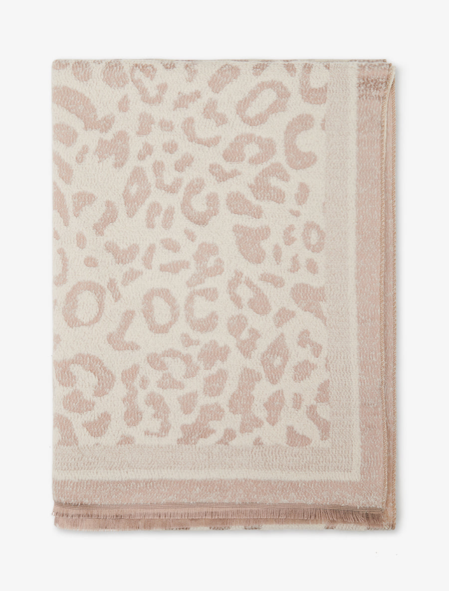 Echarpe molletonnée à motif léopard - Beige - 2
