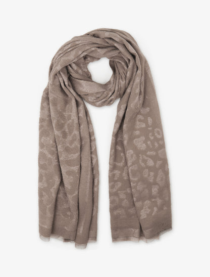 Echarpe molletonnée à motif léopard - Taupe - 1