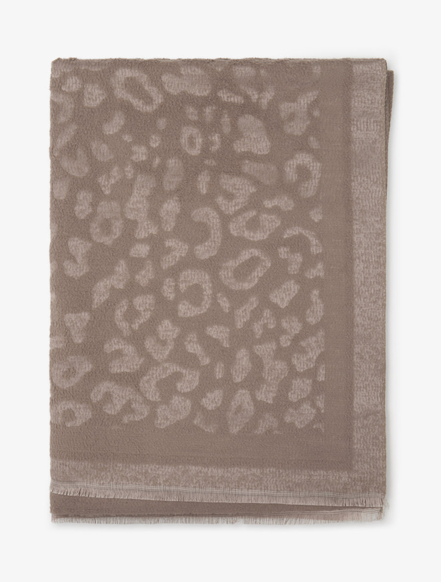 Echarpe molletonnée à motif léopard - Taupe - 2