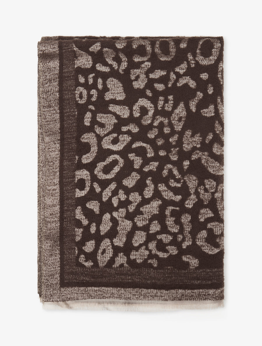 Echarpe molletonnée à motif léopard - Marron - 2