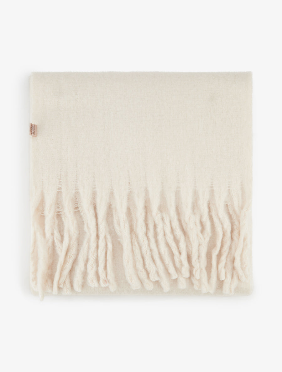 Echarpe laine duveteuse à franges - Beige - 2