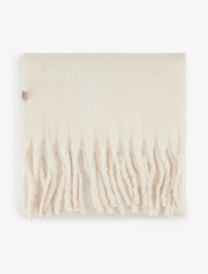 Echarpe laine duveteuse à franges - Beige - 2
