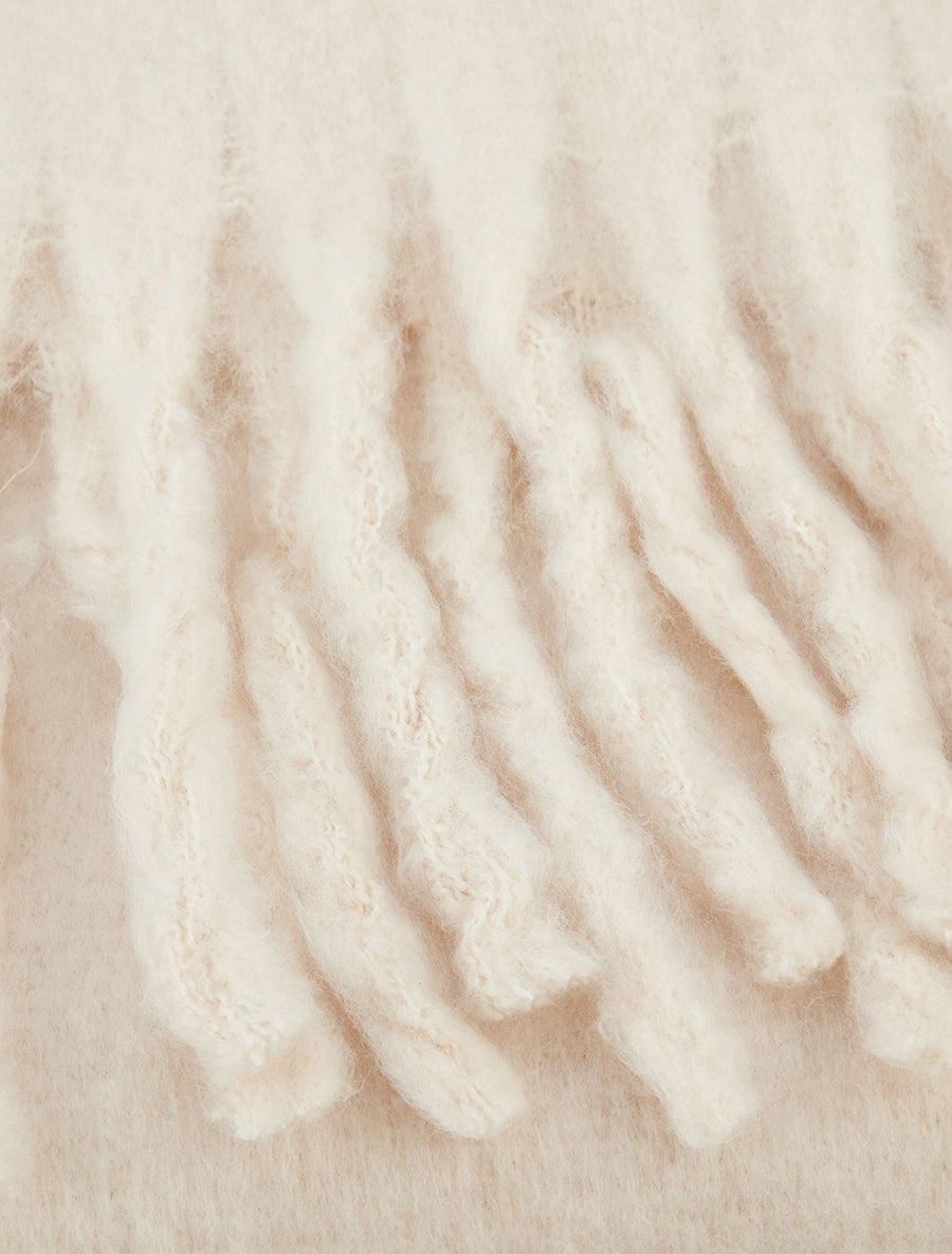 Echarpe laine duveteuse à franges - Beige - 3