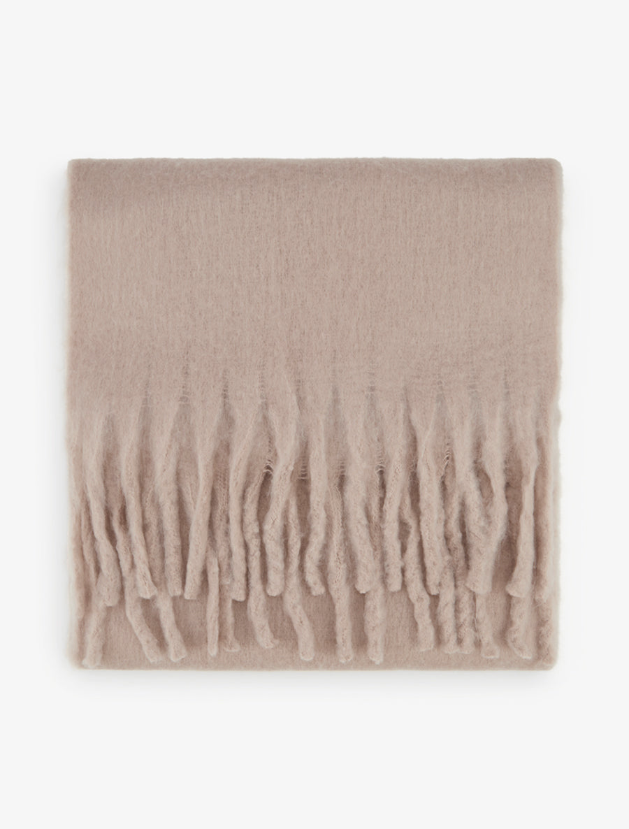 Echarpe laine duveteuse à franges - Taupe - 2