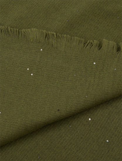 Echarpe coton mélangé à sequins - Kaki - 3