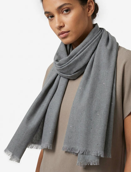 Bufanda de algodón mezclado con lentejuelas - Gris