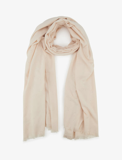 Echarpe coton mélangé à sequins - Beige - 1